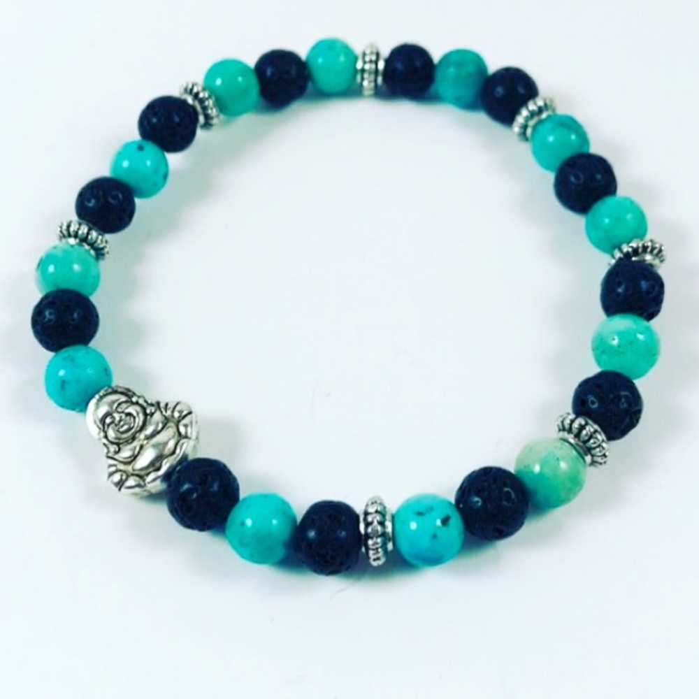 Lava rock & turquoise buddha bracelet